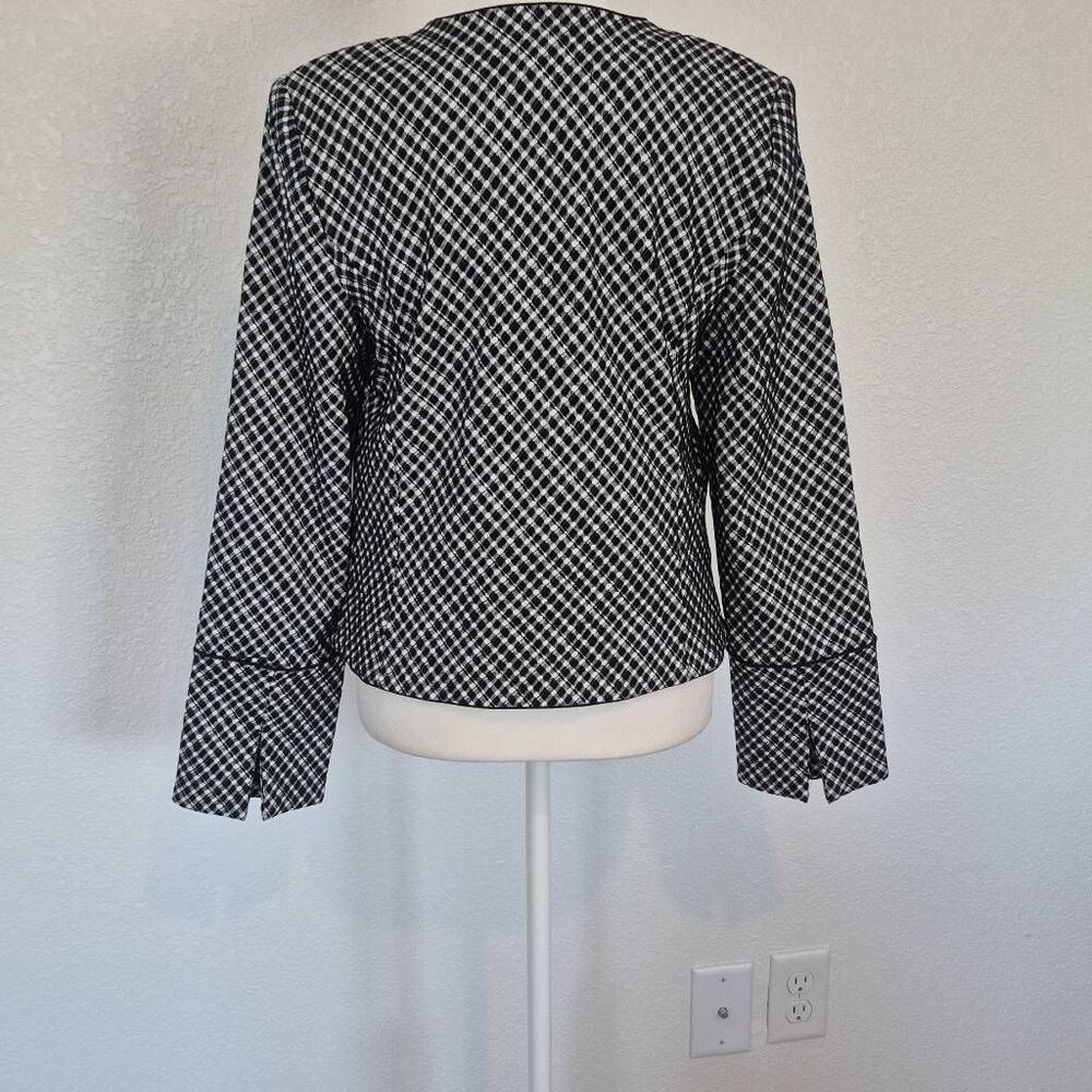 SPANX Women’s Ponte Jacket Jacquard Plaid Cropped Blazer Size S - Picture 4 of 12